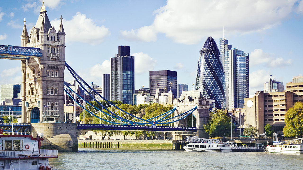 London skyline and corporate district